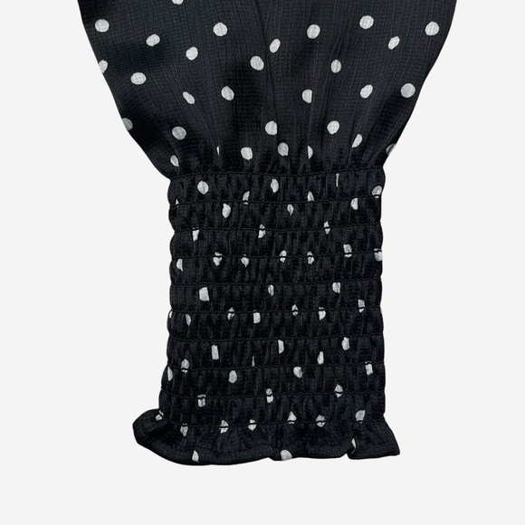 LOFT Dotted Smocked Mini Flare Dress Size 0 Petite Black Lined NEW - Picture 6 of 15